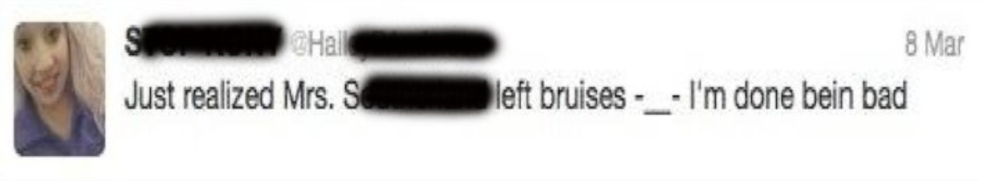 Een bericht op sociale media met een profielfoto luidt: